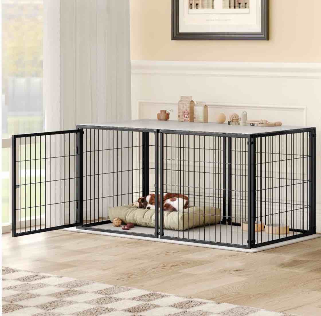 large dog cage 48 dog kennel for medium dogs puppy dog playpen with top pet cage indoor black.48 l x 26.3 w x 23.8 h