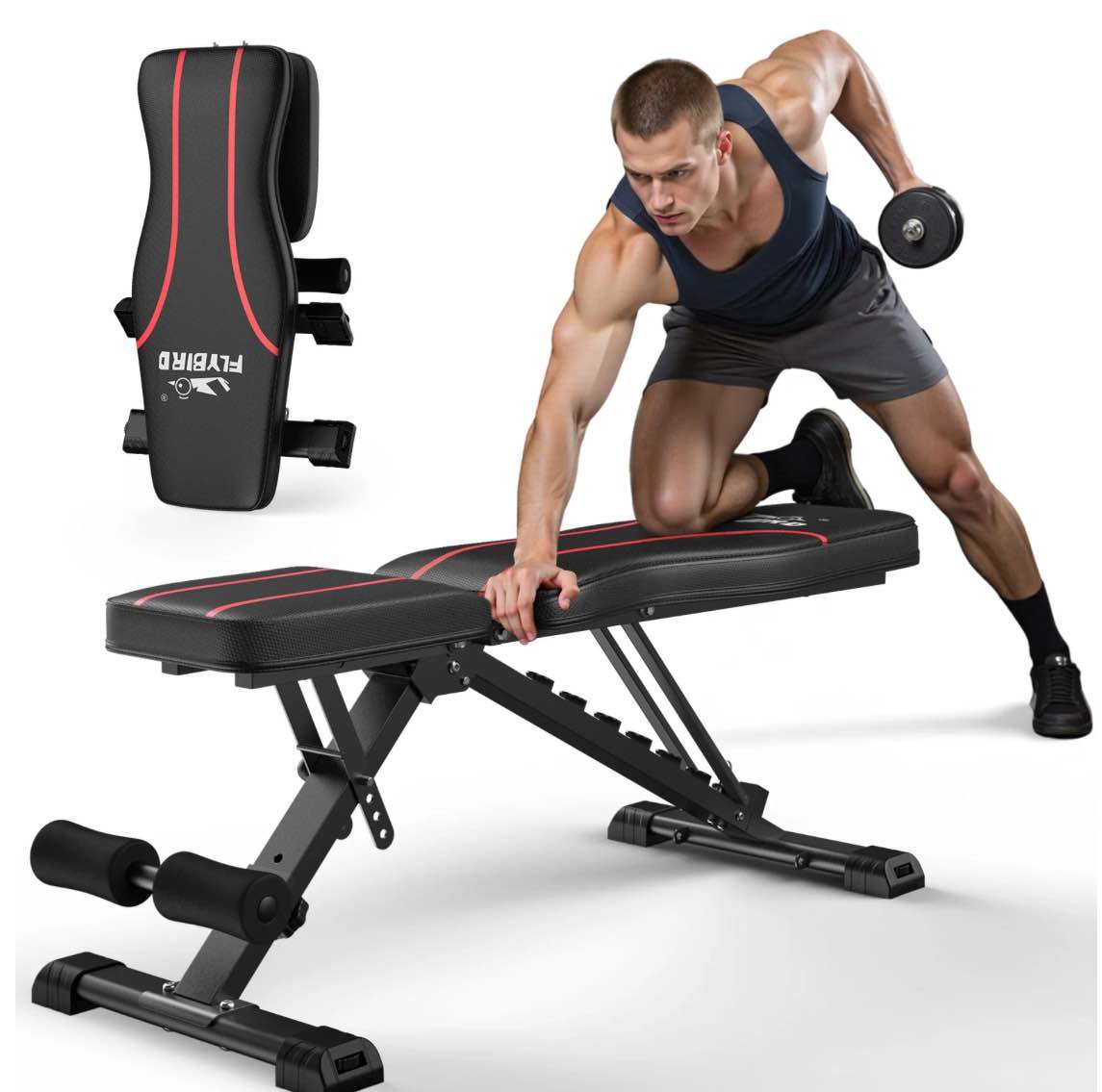 flybird adjustable foldable weight bench for adult with 660 lb capacity