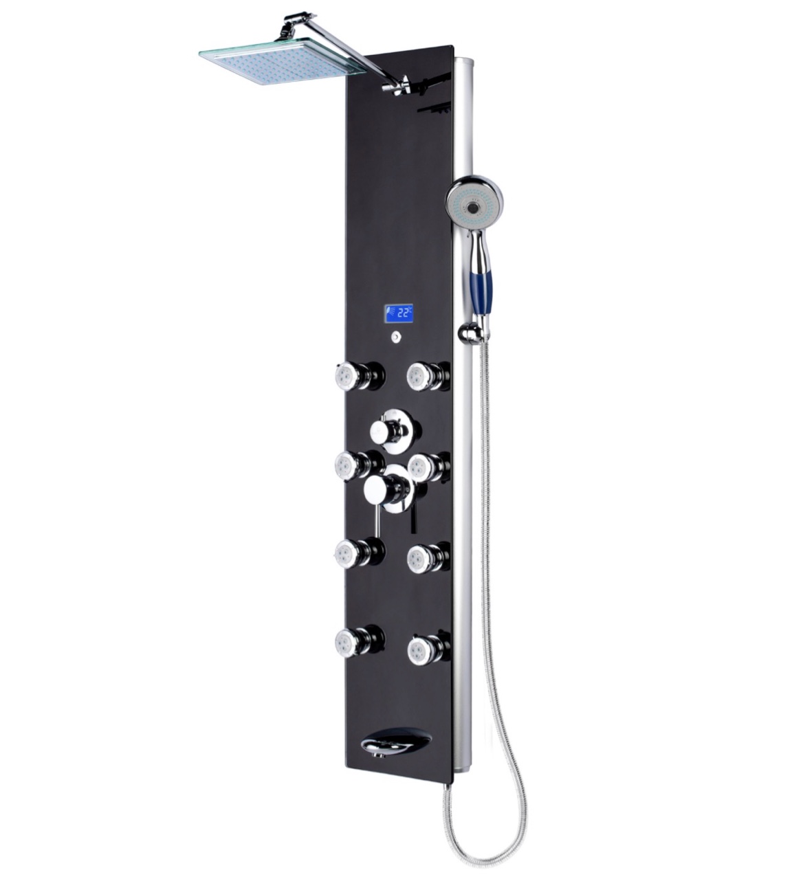 blue ocean 52 aluminum spa392b shower panel tower system with rainfall shower head and 8 adjustable massage jets