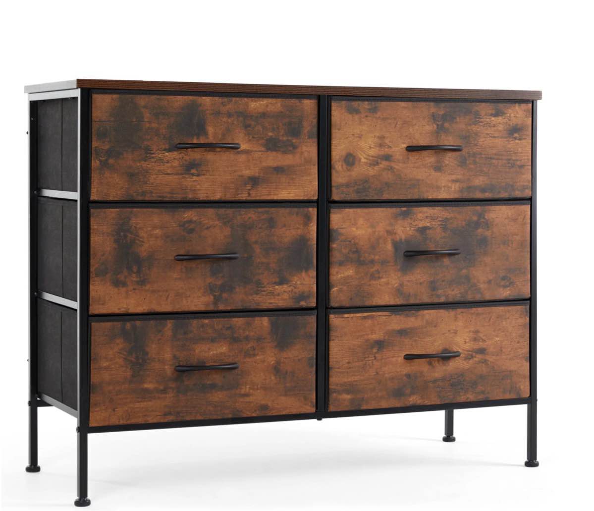 concetta 6 fabric drawers, dresser for bedroom chest of dresser tv stand for living room, nightstand for bed, rust