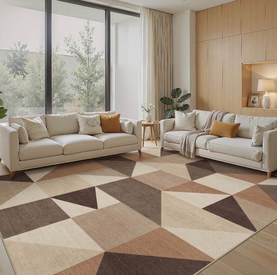 micgeek 8x10 washable area rugs for living room modern geometric printed rug vacuum-friendly non slip indoor rug for bedroom dining room home decor carpet dark brown