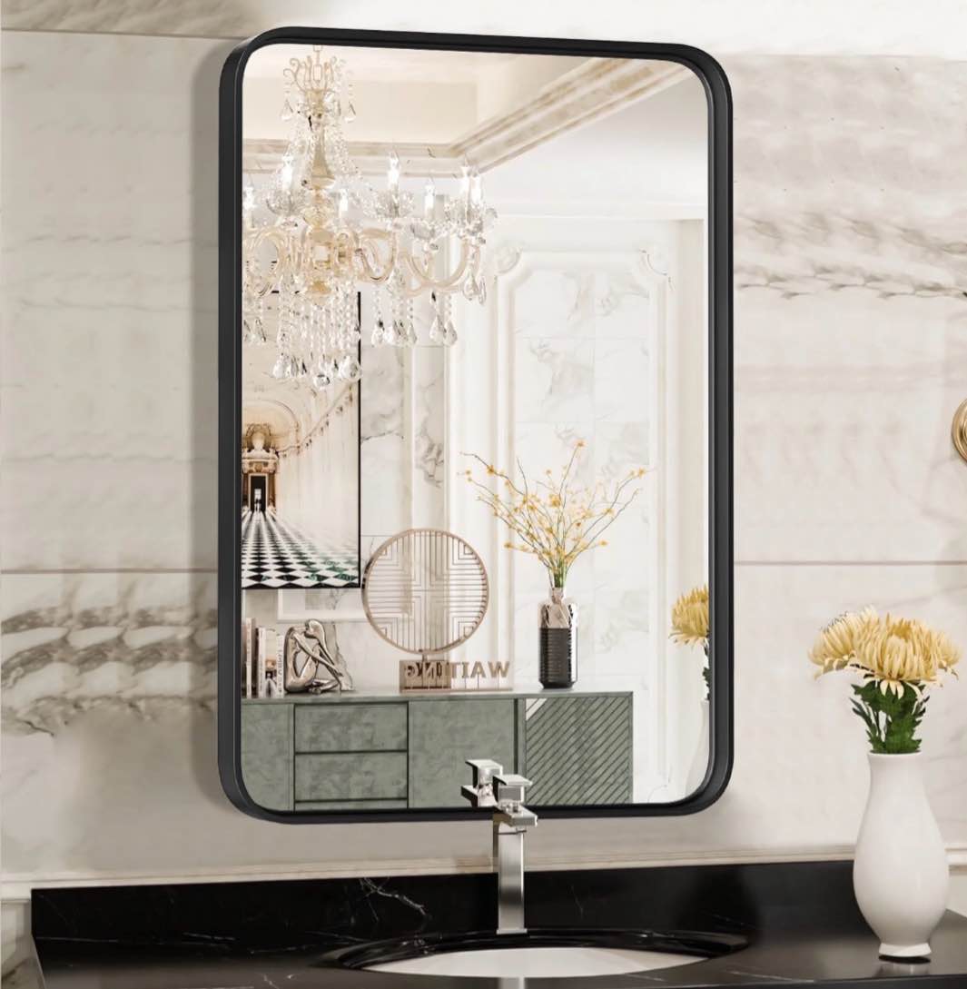 edx bathroom mirror 30 x 22 wall mirror with rectangular metal frame black