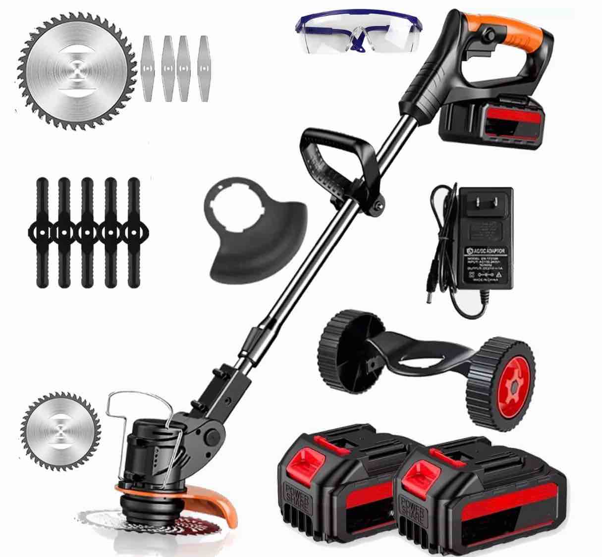 weed wacker cordless electric weed-eaters weed trimmer with 2 battery black