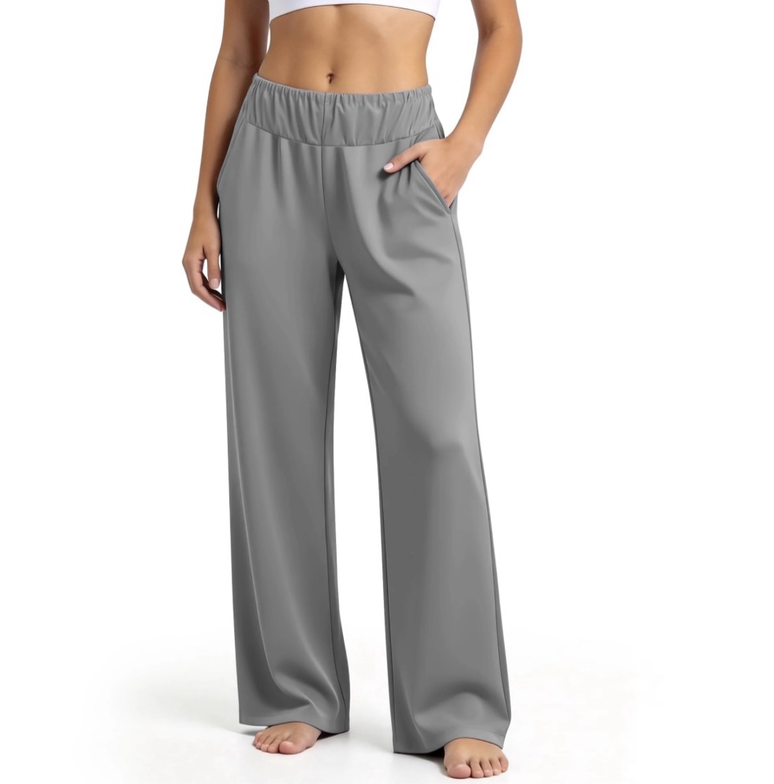 redess pants for women elastic high waisted wide leg lounge pants,size m