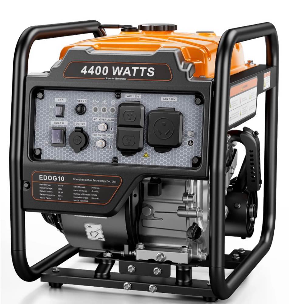 efurden 4400-watt portable inverter generator gas powered generator for emergency home backup outdoor camping rv ready epa compliant