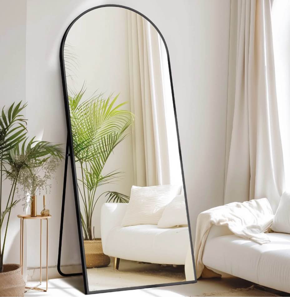 concetta 78 x38 arched full length mirror full body standing mirror hanging leaning for home black