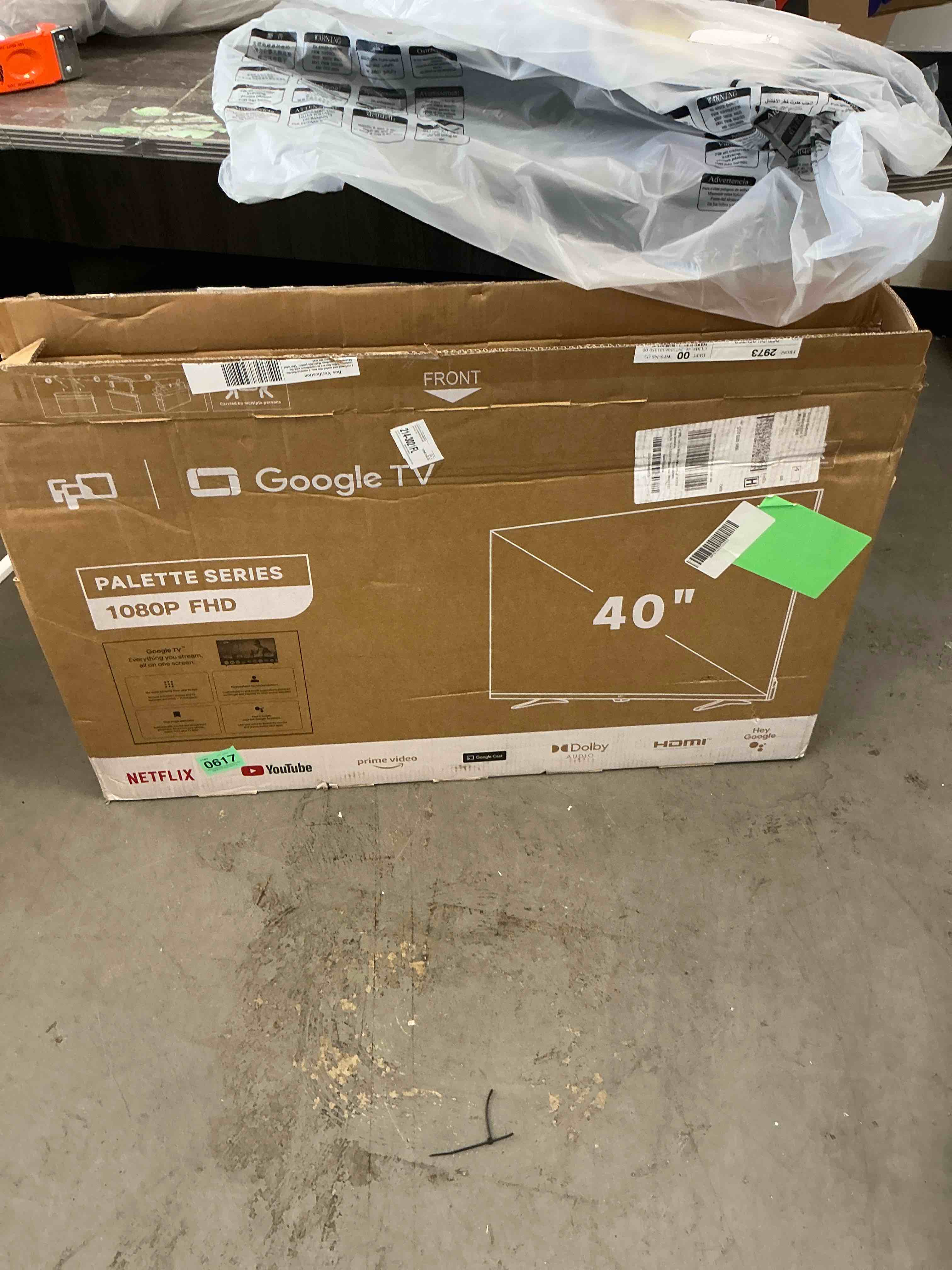 Condition photo showing As Is for fpd 40-inch google tv smart os 2025 full hd 1080p hdr10 & dolby audio | chromecast built-in + voice remote | immersive viewing experience | palette-series cg40-p3