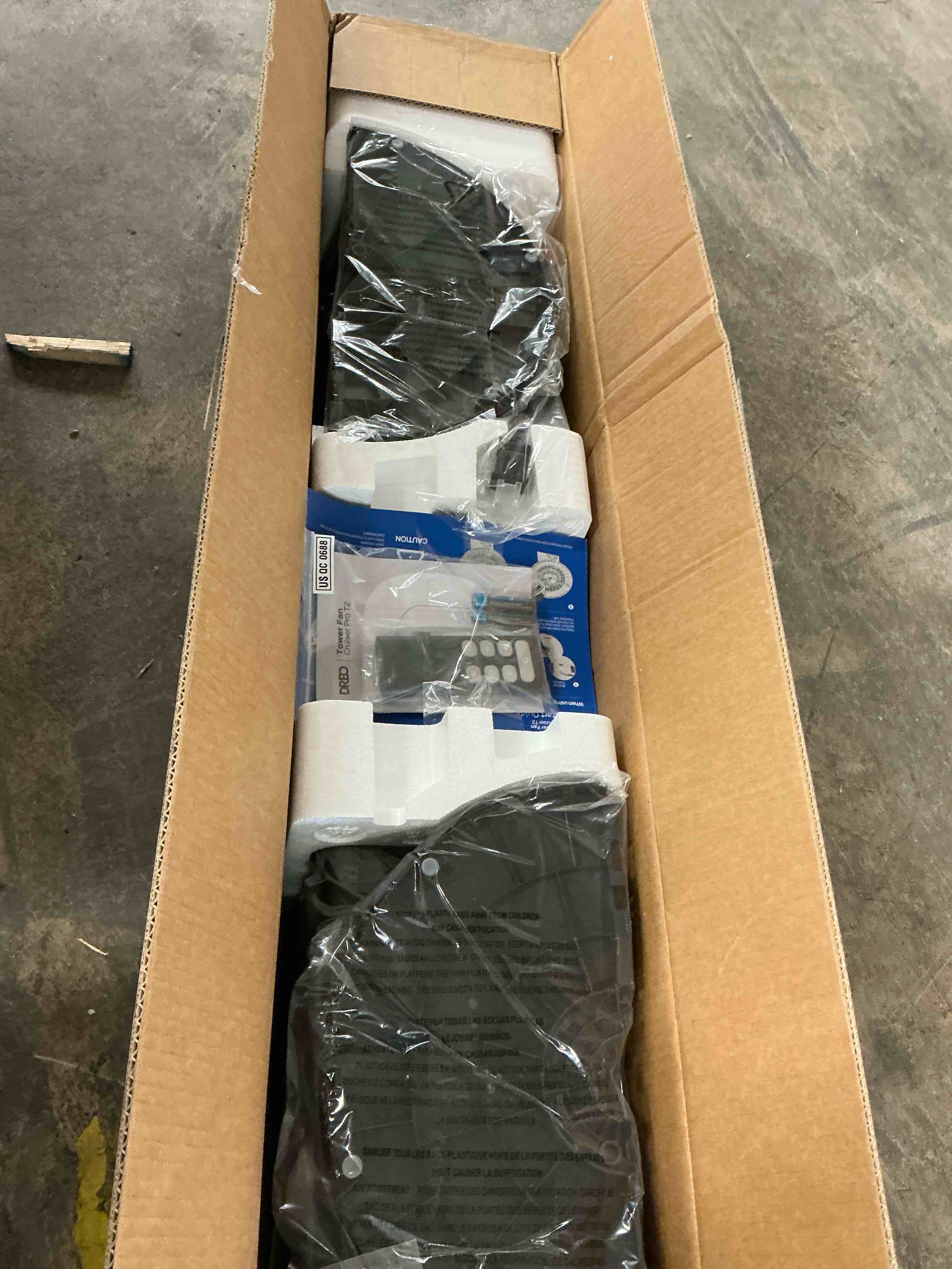Condition photo showing New/Like New for dreo tower fan for home, 42" standing fan with remote, 90° oscillating fan for indoors, 34db quiet bedroom fans, 6 speeds, 4 modes, 12h timer, bladeless fan with led display, 26 ft/s high velocity