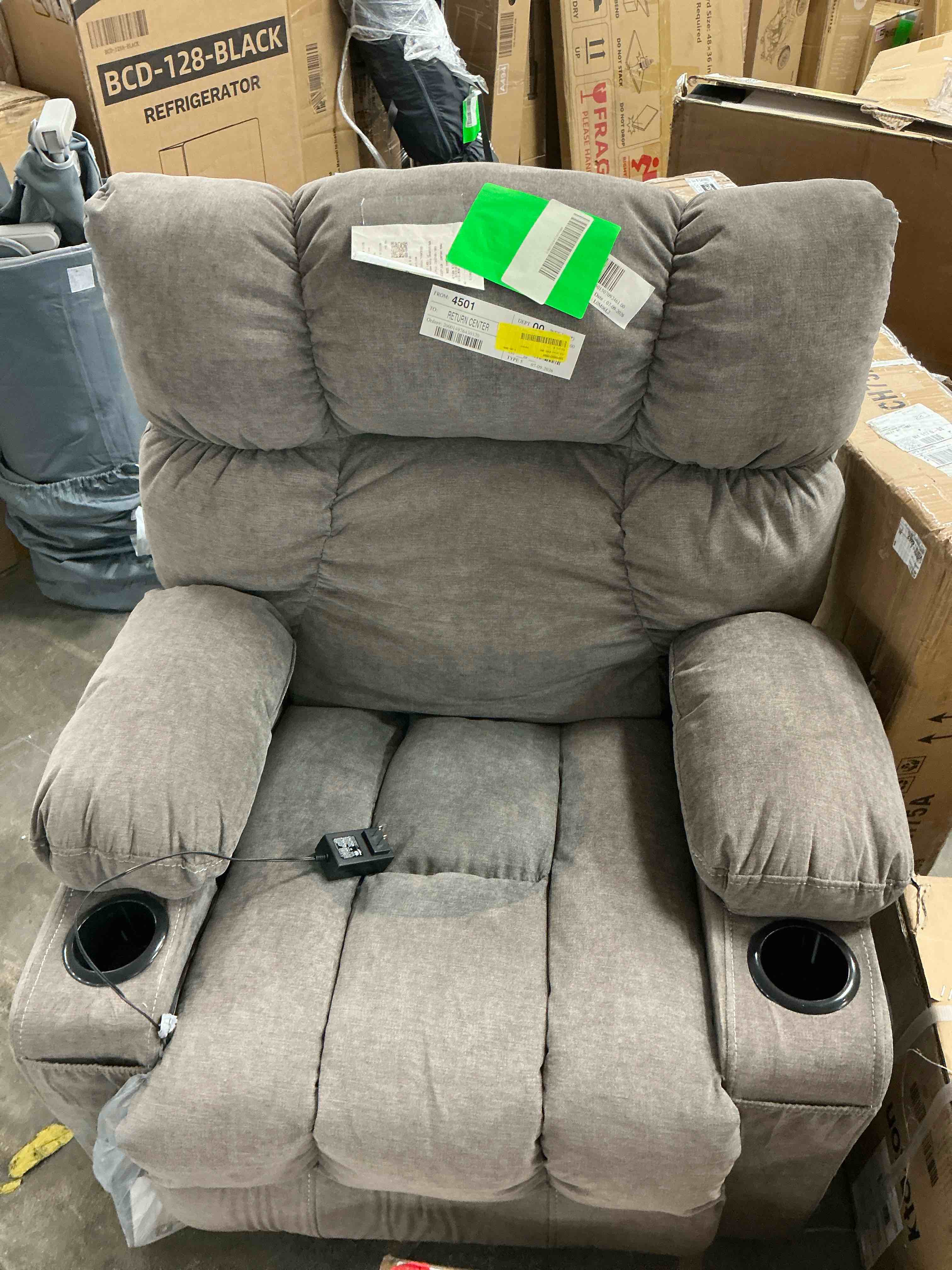 Condition photo showing Good Condition for jonpony manual recliner chair with heat therapy and massage function, heavy duty reclining mechanism massage chair, elderly single rocker sofa with cup holders for bedroom home theater,grey