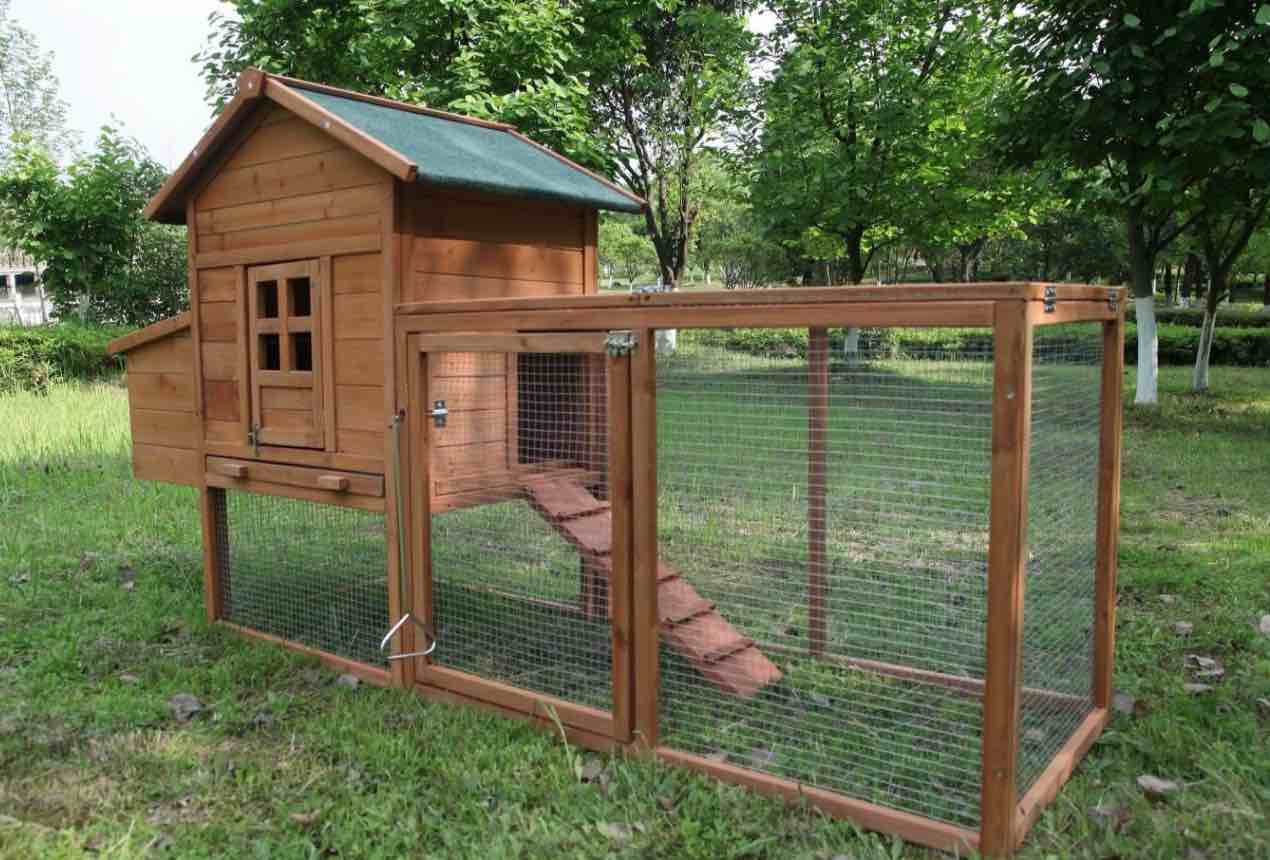 outdoor medium 80'' wooden chicken coop nest box hen house poultry cage pet hutch garden