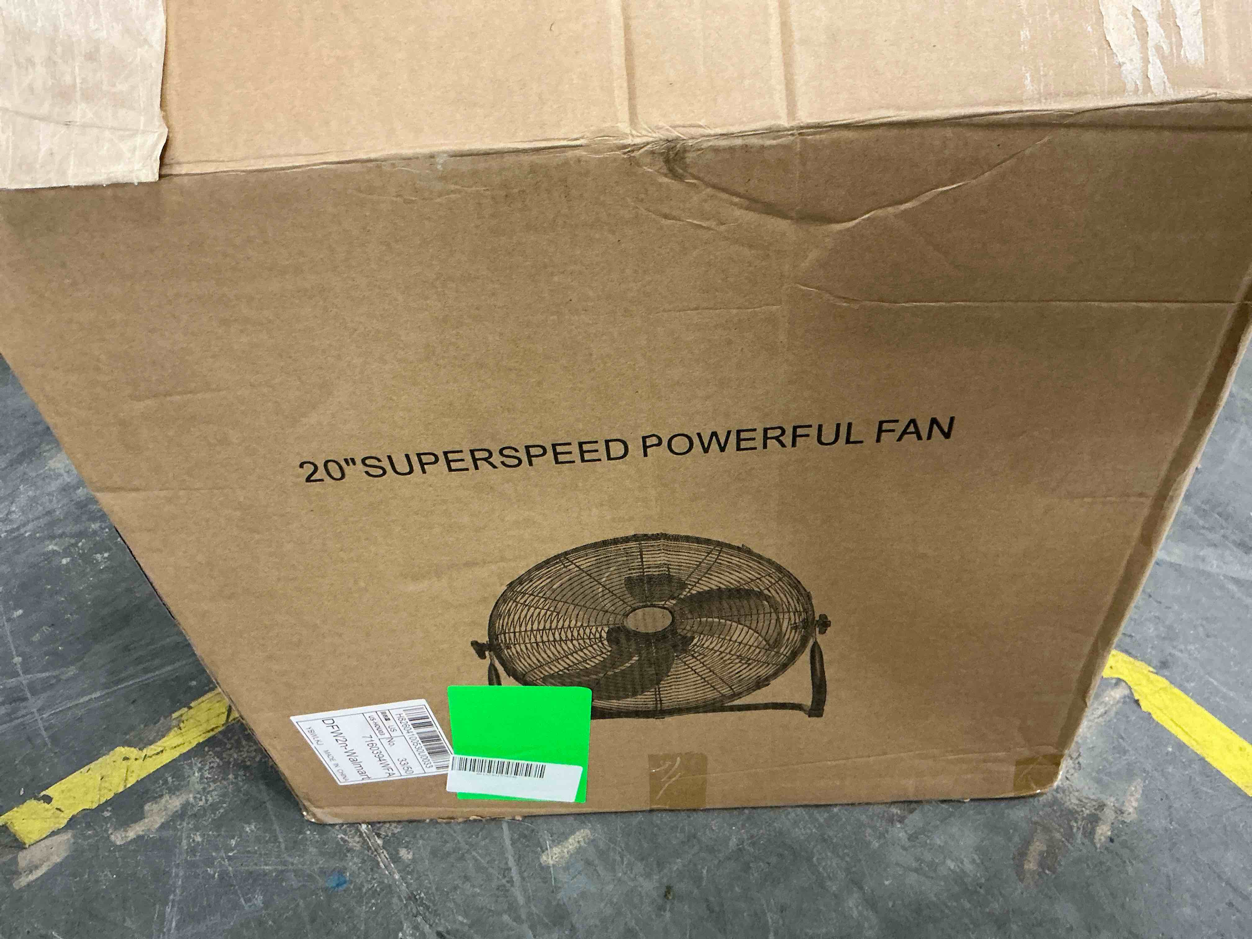 Condition photo showing New/Like New for 20 inch high-velocity industrial fan with 4 speeds 8000cfm air circulation heavy duty drum fan for warehouse, workshop, factory, commercial, residential and greenhouse black