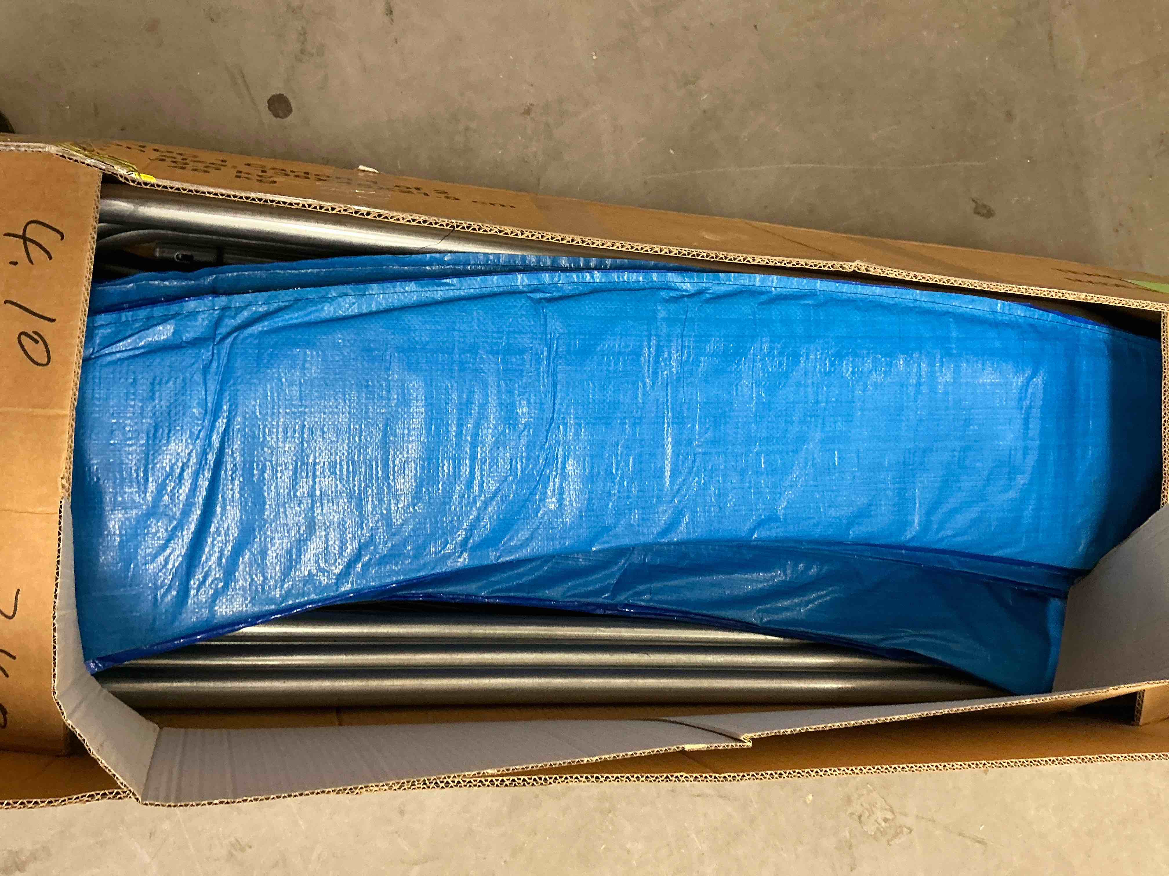 Condition photo showing As Is for jocisland 16ft trampoline with pop-up quick connector, trampoline outdoor with enclosure and ladder, astm approval trampoline for kids and adults ( box 1 of 2 )