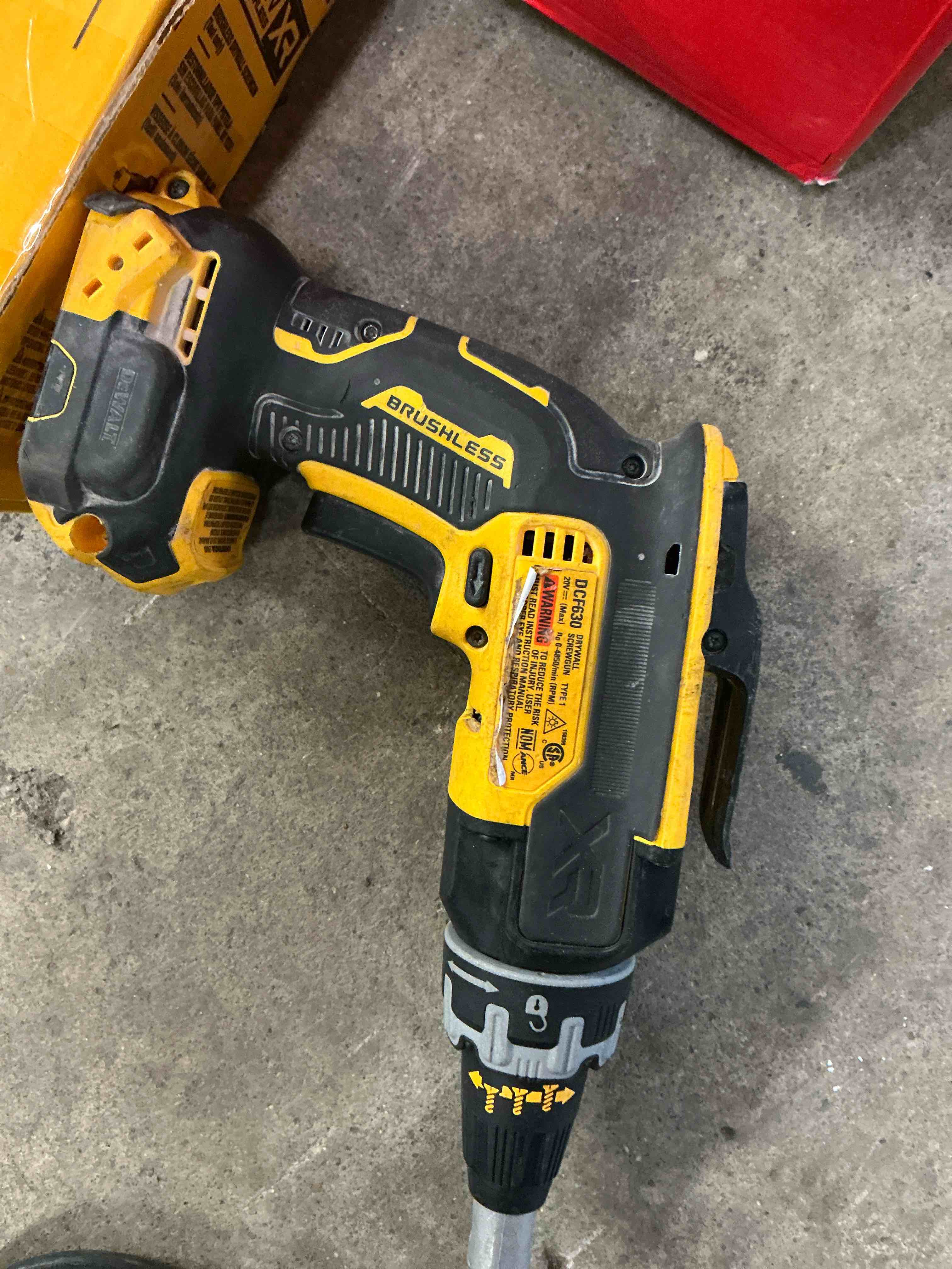 Condition photo showing As Is for dewalt dcf630b 20v cordless brushless screw gun (tool only)