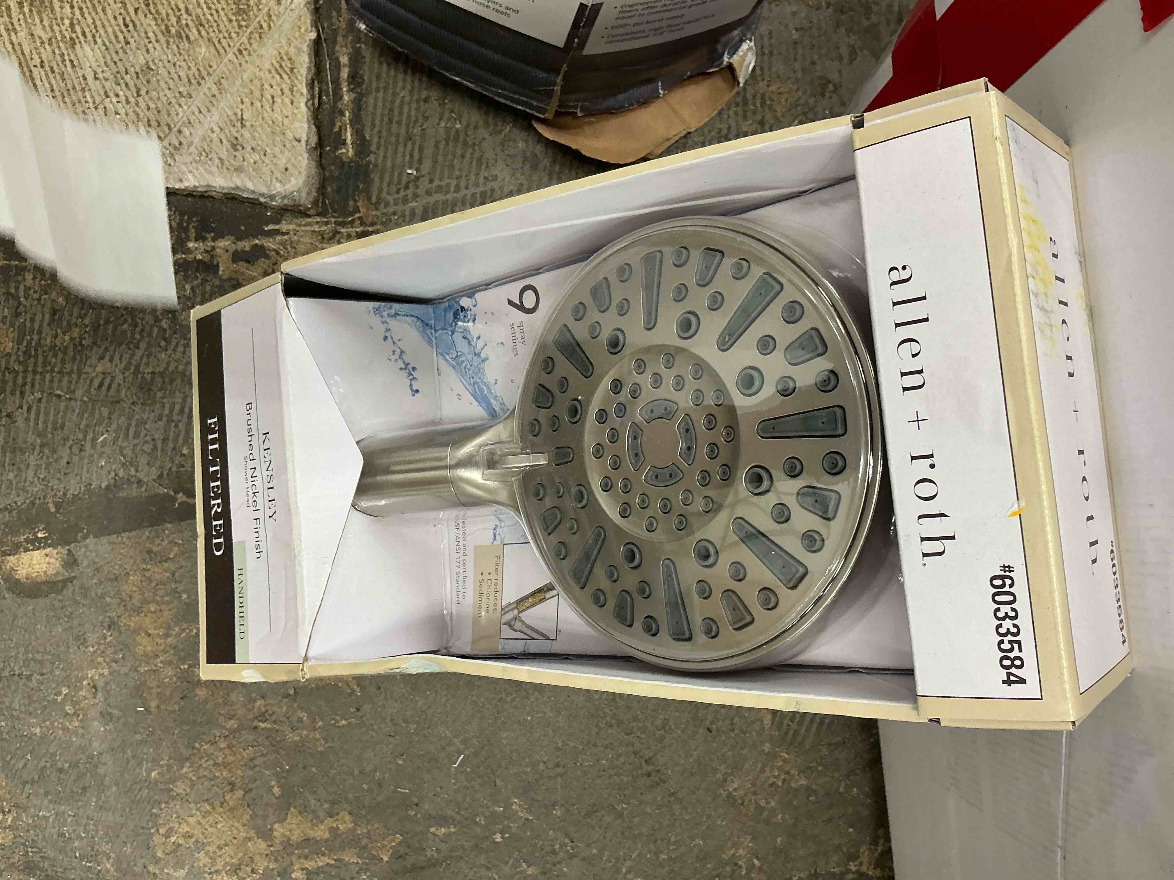 Condition photo showing New/Like New for allen + roth kensley 9 -spray brushed nickel 5.9-in round filtered handheld shower head 1.8 gpm