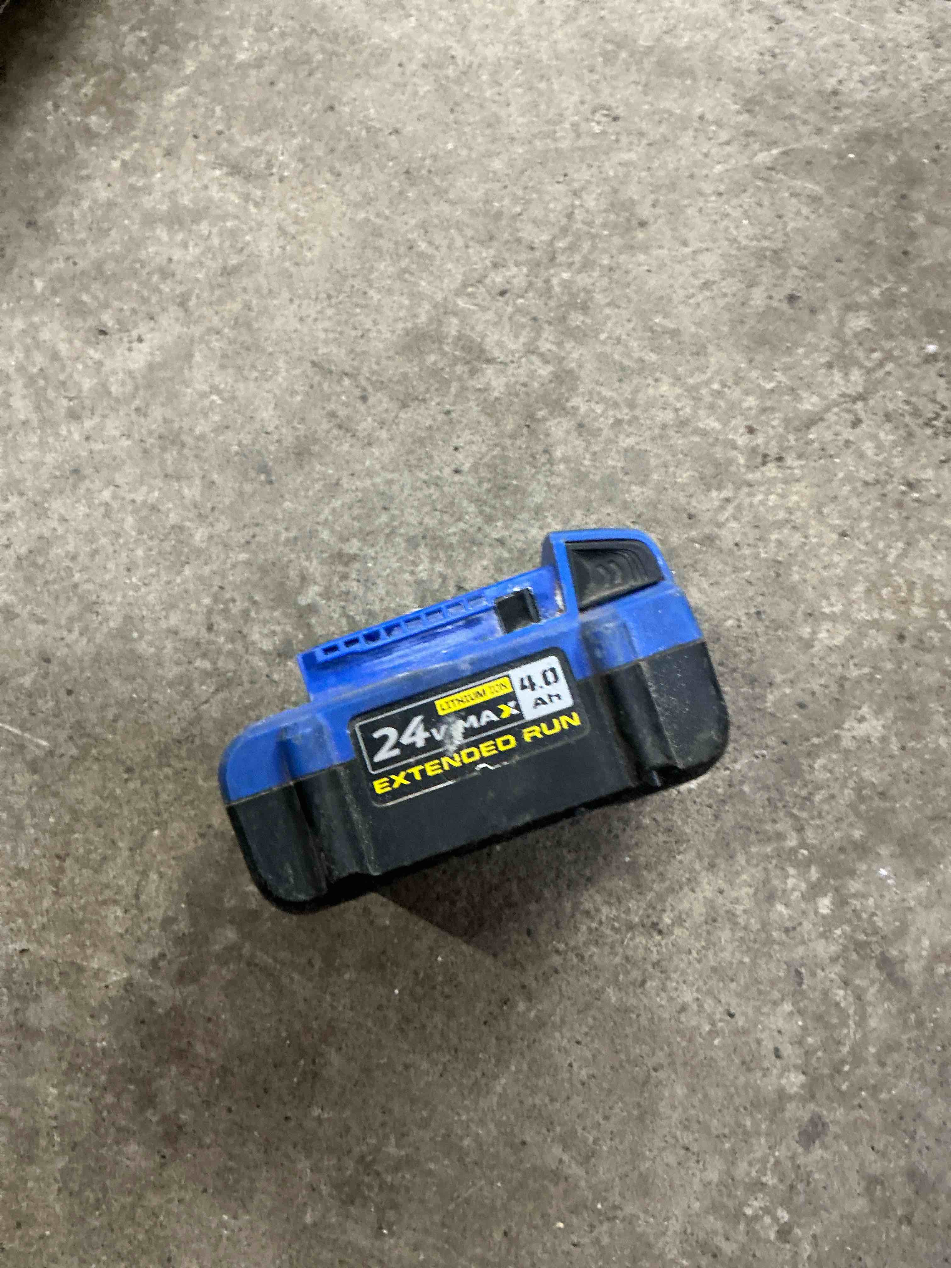 Condition photo showing As Is for kobalt 24 -volt 1 -pack battery ( 4 ah lithium )