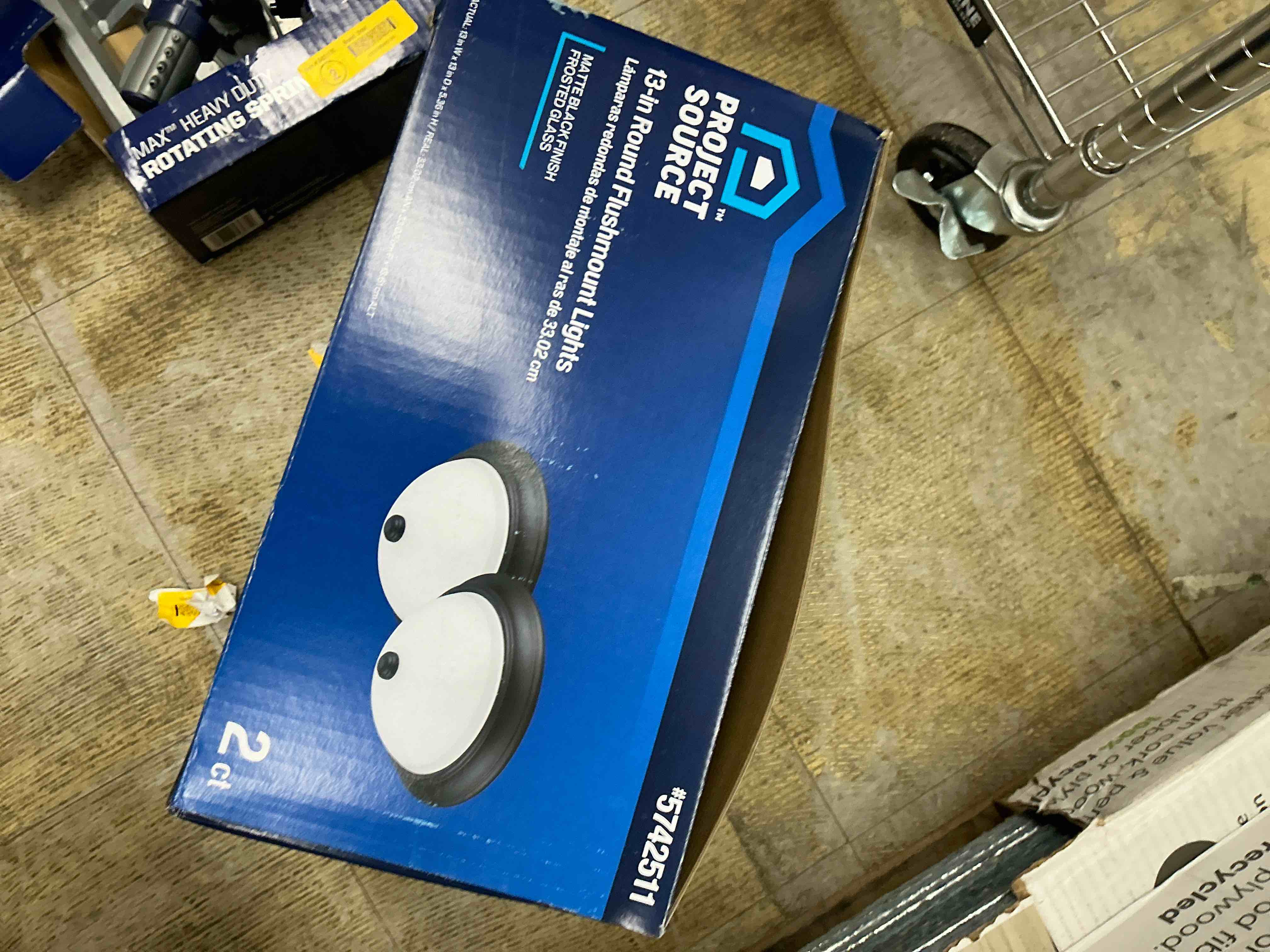 Condition photo showing New/Like New for project source 13-in matte black indoor 2 -light flush mount light with frosted glass 2 -pack