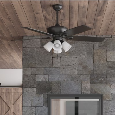 harbor breeze notus 52-in matte black ceiling fan with light and pull chain included