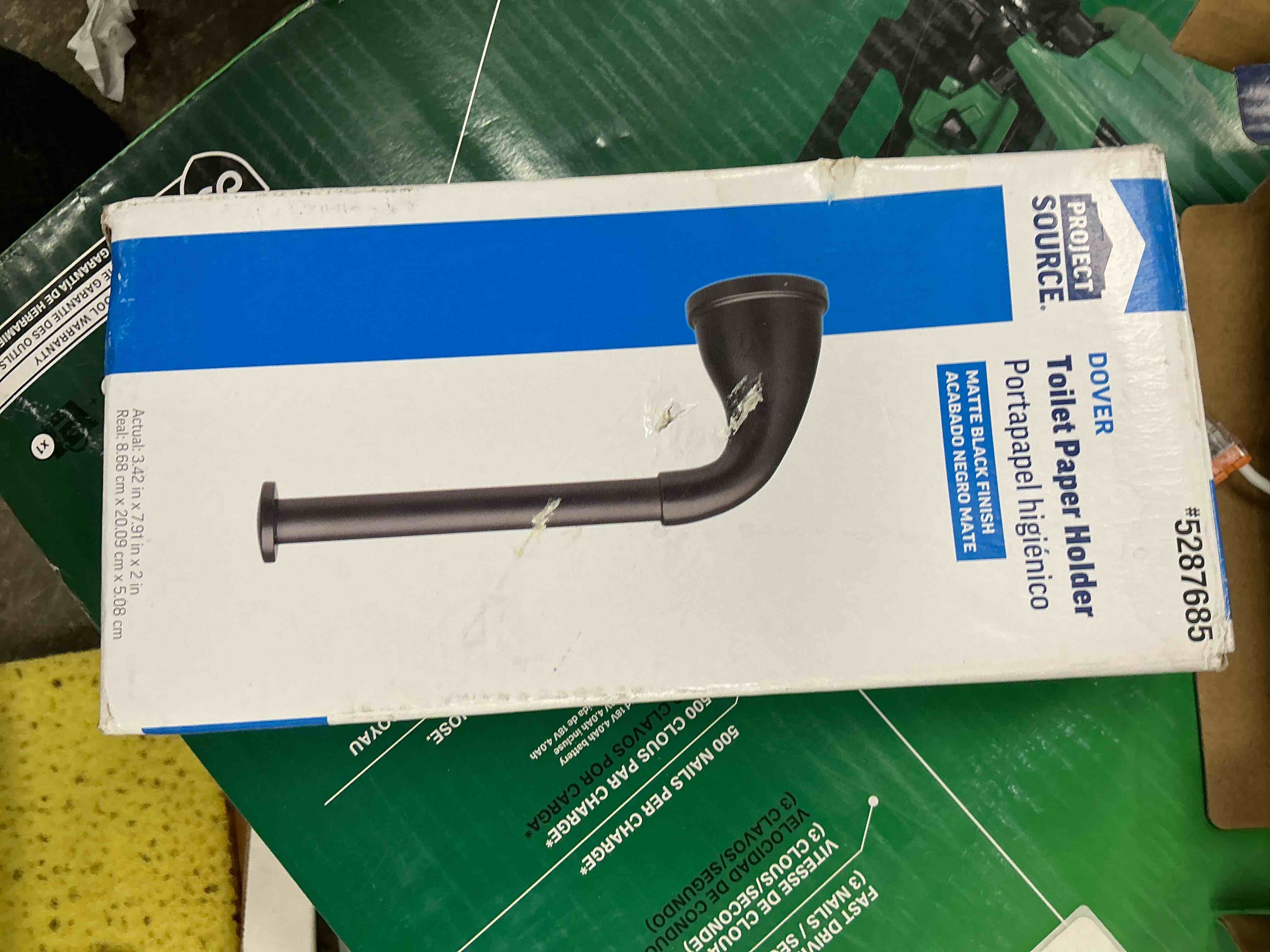 Condition photo showing Good Condition for project source dover matte black wall mount single post toilet paper holder 1 -rolls