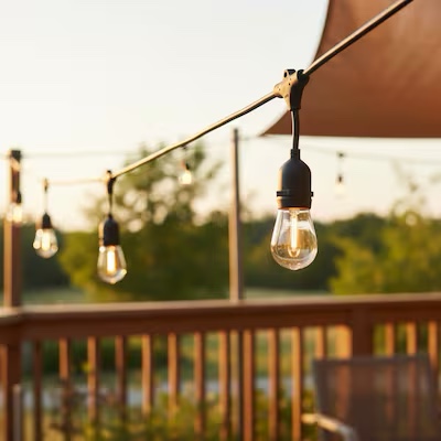 Condition photo showing Good Condition for harbor breeze 48-ft plug-in black indoor/outdoor string light with 24 white -light led edison bulbs