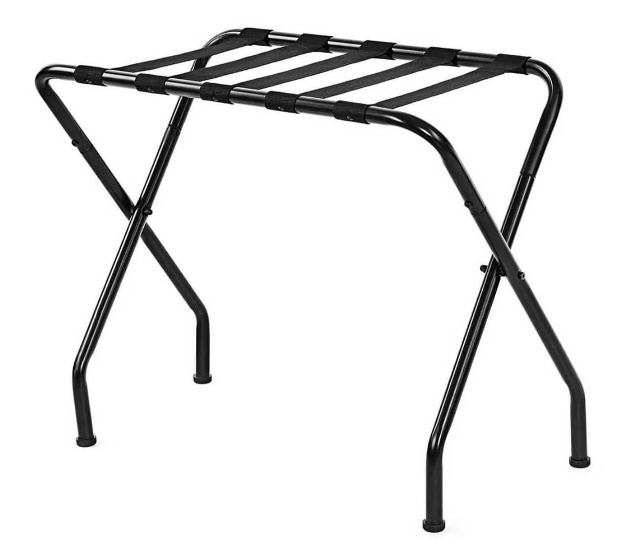 ktaxon portable folding metal luggage rack with nylon belts suitcase stand holder shelf space saving easy to install for travel home hotel guest ro