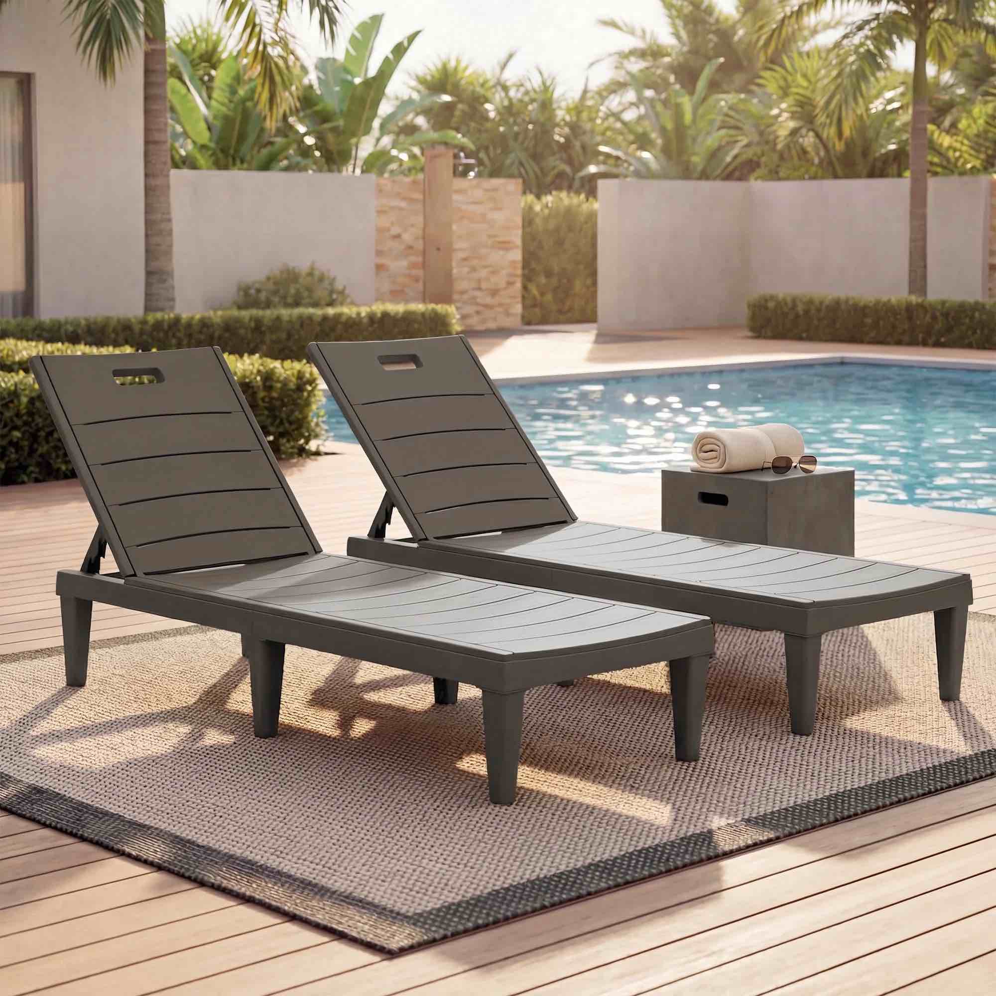 homall outdoor chaise lounge chairs set of 2, 5-position adjustable waterproof patio outdoor chaise lounge,brown