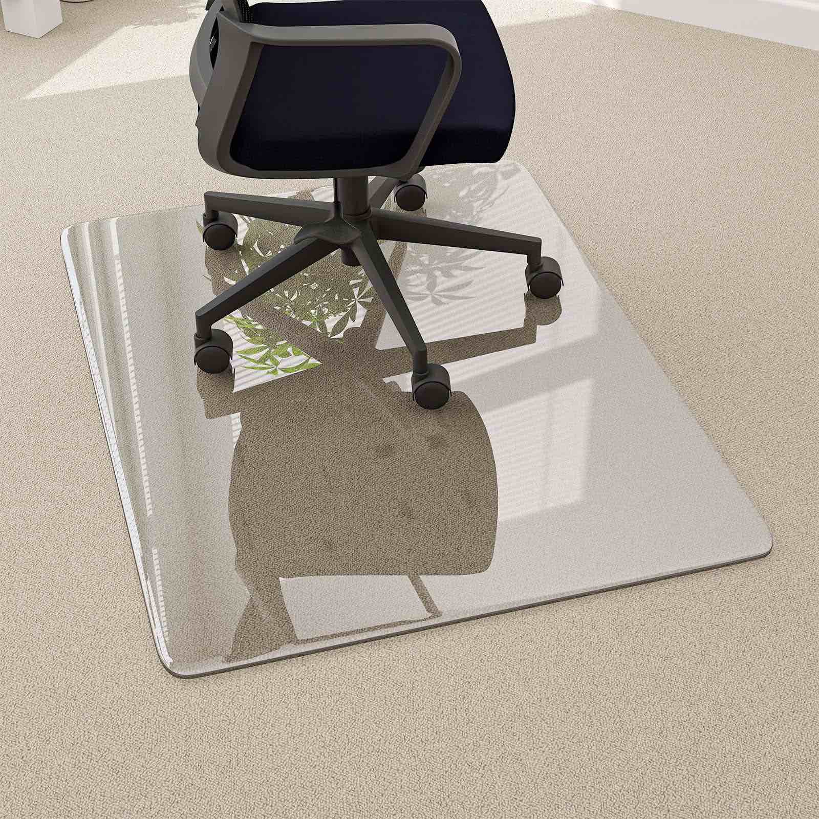 beautypeak 36" x 46" tempered glass office chair mat for carpet or hard floor protection