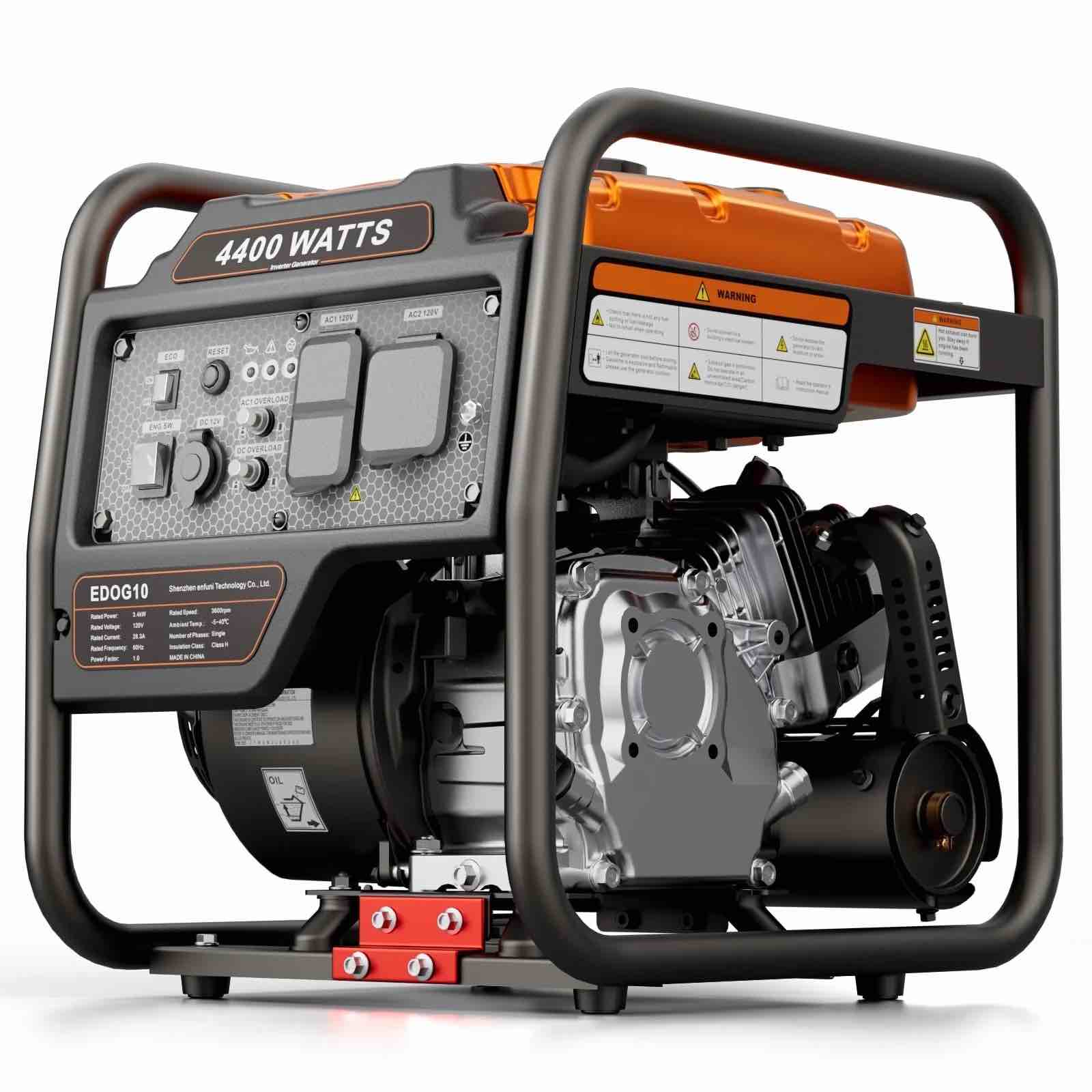 efurden 4400-watt portable inverter generator, gas powered generator for emergency home backup, outdoor camping, rv ready, epa compliant