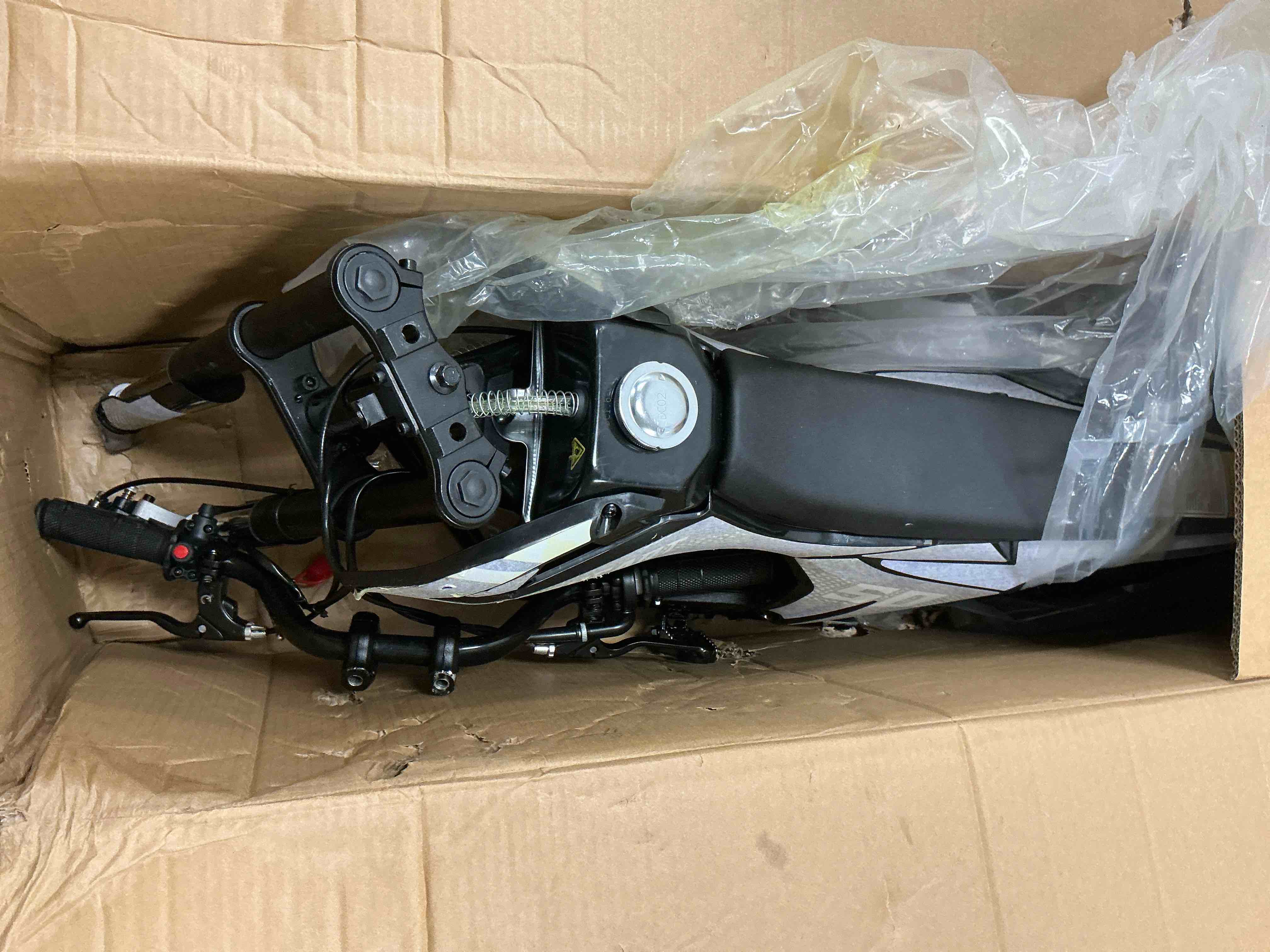 Condition photo showing Good Condition for qeaset gas mini dirt bike, 39.4 cc 4-stroke dirt bike, rear shock absorber, metal frame, disc brakes, max load 165lbs, up to 20mph, no oil mix require, blue