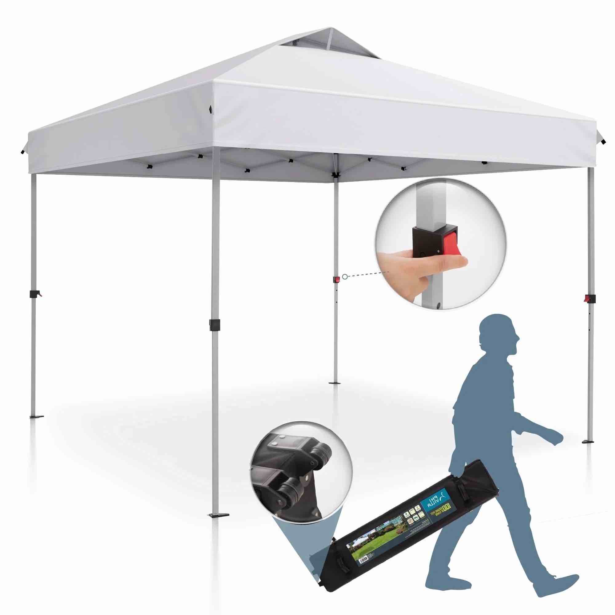 summit living 10x10ft pop-up canopy tent straight legs instant canopy for outside with wheeled bag - white