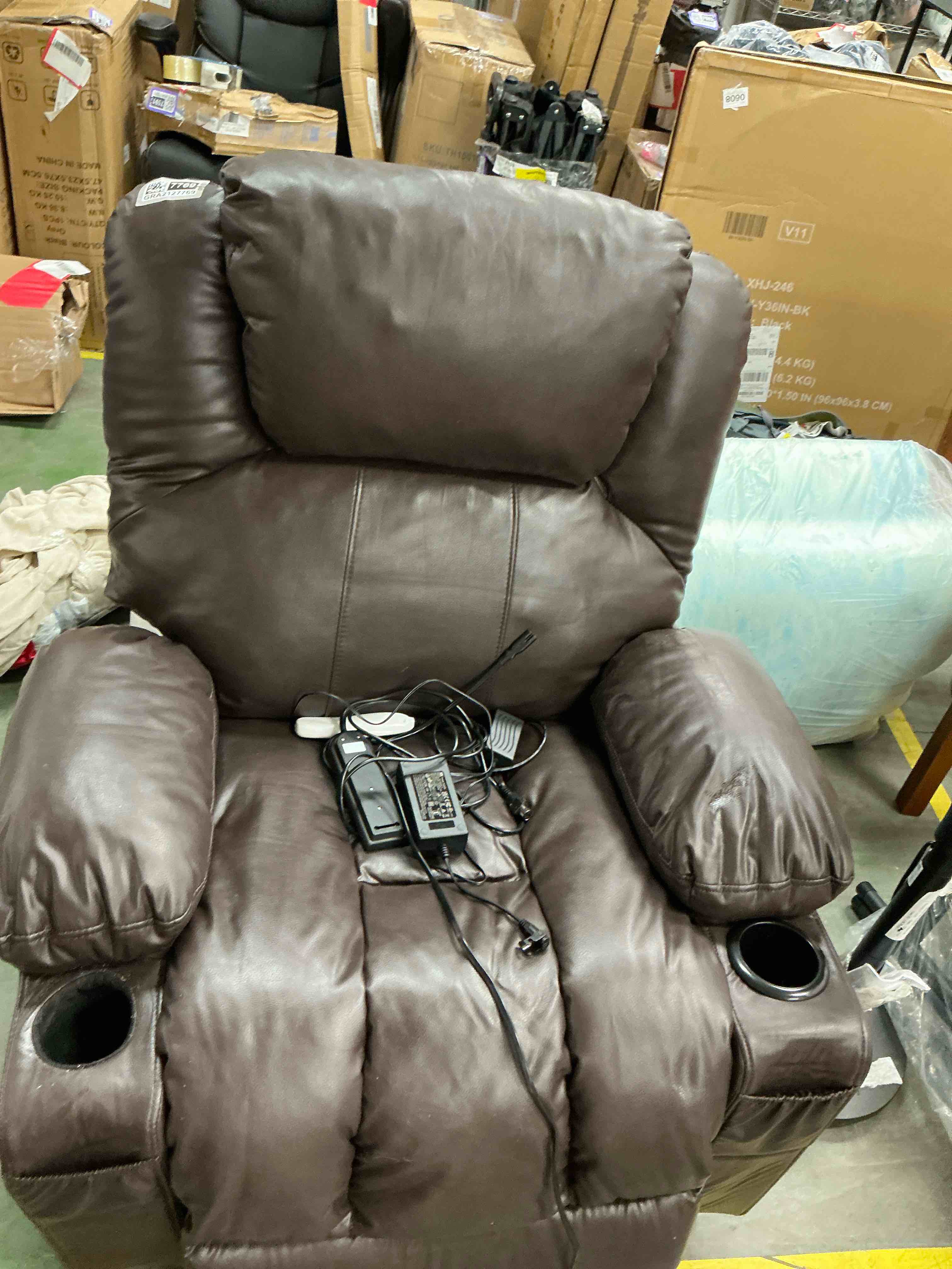 Condition photo showing Good Condition for jonpony power lift recliner chair recliners for elderly with heat and massage recliner chair for living room with infinite position and side pocket,usb charge port,brown