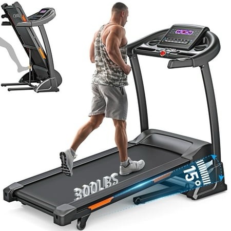4.0hp folding treadmill 300-400lb capacity 15 levels auto incline treadmills for home running and walking max 10mph speed dprodo foldable eletreadmill running machine with app & bluetooth