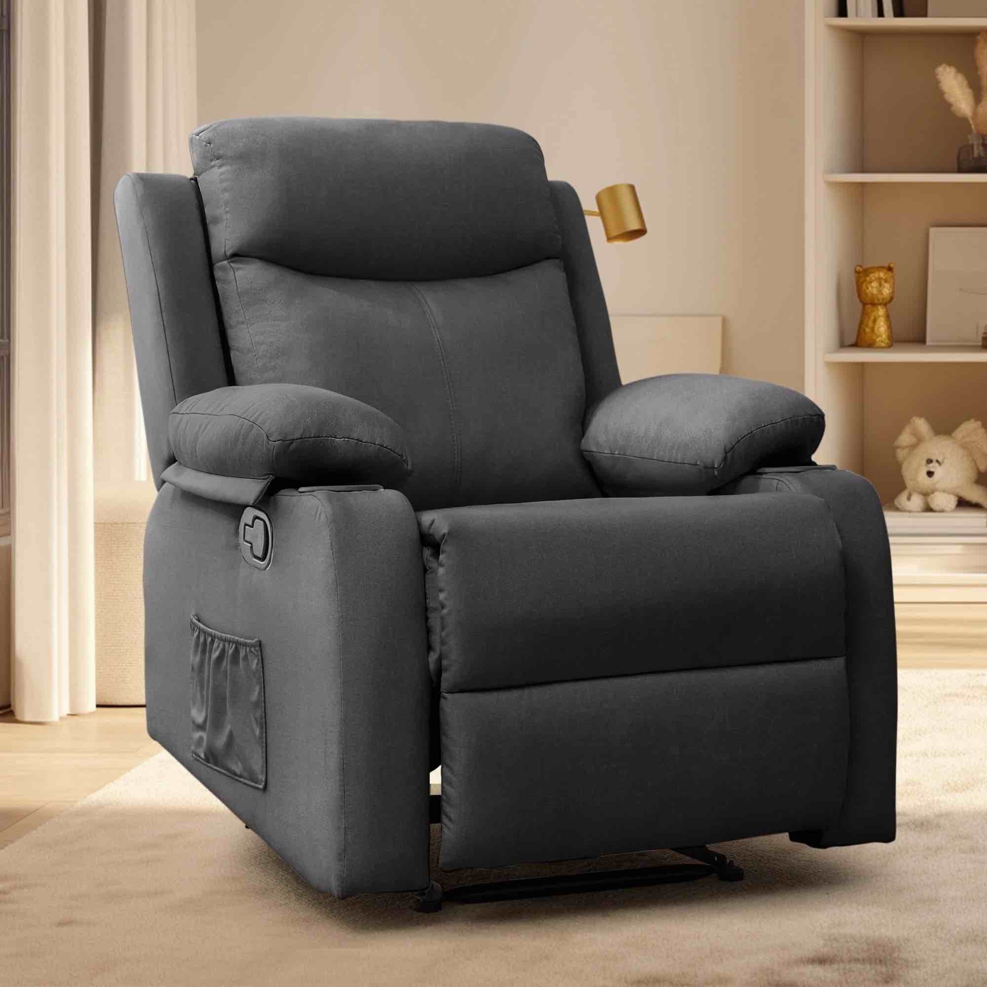 korser manual small recliner chair for small spaces for living room,dark grey