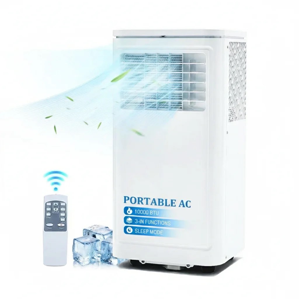 portable air conditioner 10000btu(115v) with cooling,dehumidifier,sleep & fan mode 4-in-1 remote control window kit included for rooms up to 450 sq ft
