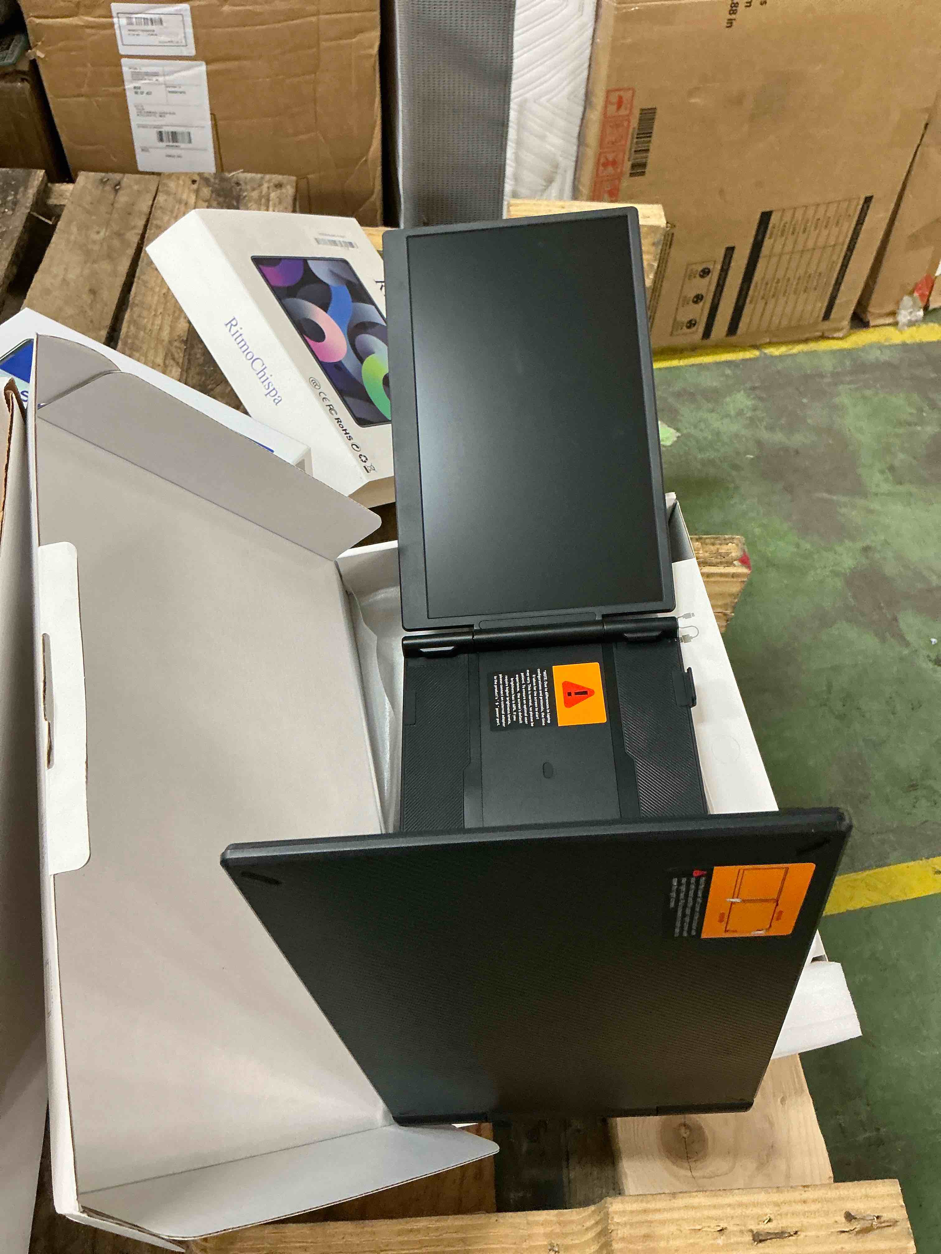 Condition photo showing New/Like New for laptop screen extender, 14'' fhd 1080p ultra-slim triple portable monitor for laptops, two cable usb-c travel monitor extender plug & play for 13"-17" laptop, compatible with wins/mac/android/chrome 14" triple screen