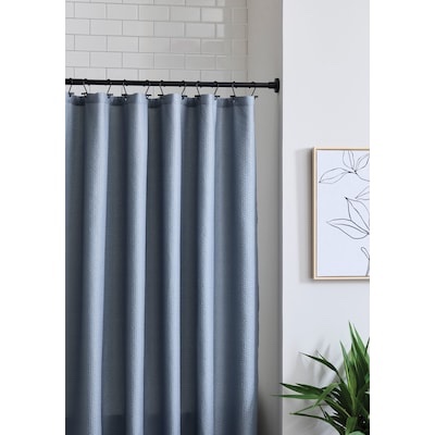 origin 21 42-in to 72-in matte black tension single straight adjustable shower curtain rod