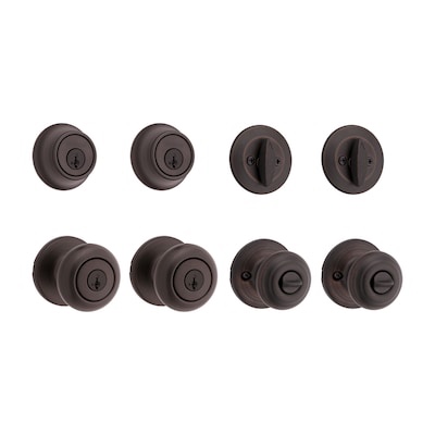 kwikset smartkey security classic venetian bronze entry knob and single cylinder deadbolt kw1 2-3/4