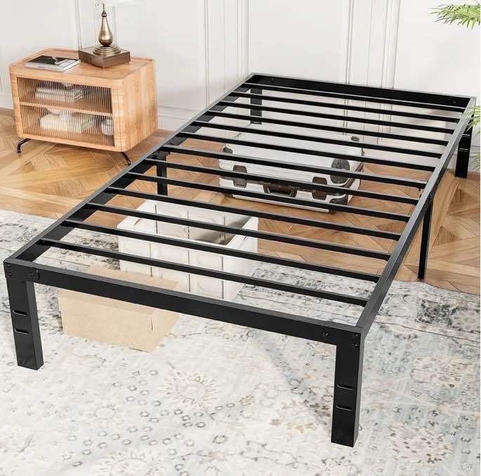 CONCETTA 14" Twin Bed Frame, Heavy Duty Metal Platform Bed Frame with Underbed Storage for Bedroom, No Box Spring Required, Black
