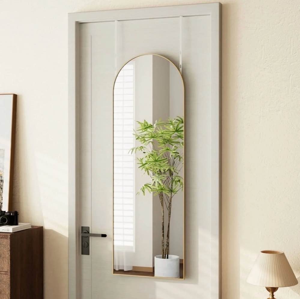 BEAUTYPEAK 48"x 14"Arched Full Length Mirror Wall Mounted Door Mirror,Glod