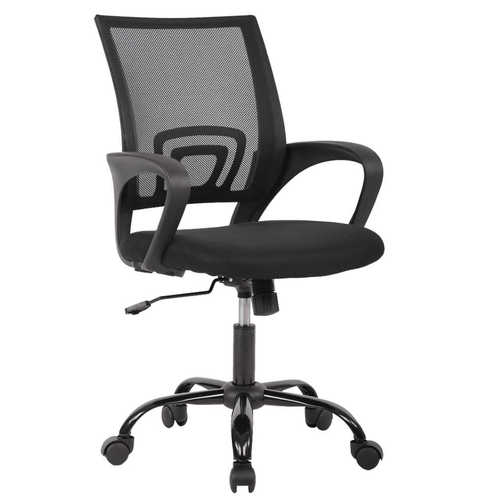 JONPONY Ergonomic Office Chair, Lumbar Support, Adjustable Height with Armrests for Adults,Black