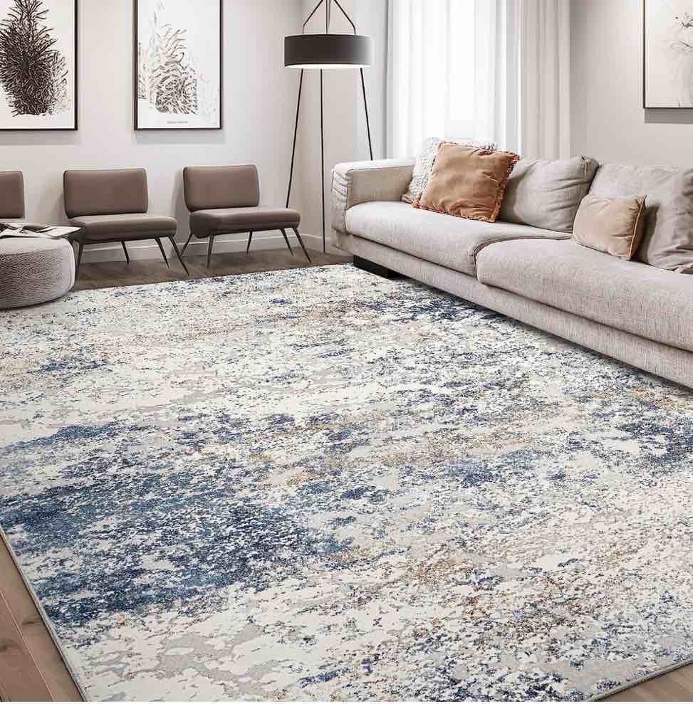 Toyoso Area Rug Living Room Rugs - 9x12 Large Soft Indoor Neutral Modern Abstract Low Pile Washable Rug Carpet for Bedroom Dining Room Farmhouse Home Office - Grey