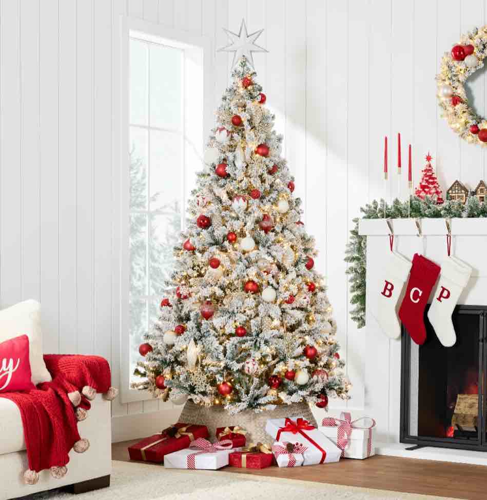 Best Choice Products 6ft Pre-Lit Holiday Christmas Pine Tree w/ Snow Flocked Branches  250 Warm White Lights