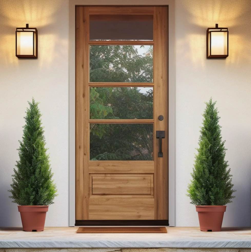 DR.Planzen Artificial Cedar Tree 4 FT Artificial Cedar Topiary Trees for Outdoors Potted Fake Cypress Trees Faux Evergreen Plants for Home Porch Decor set of 2
