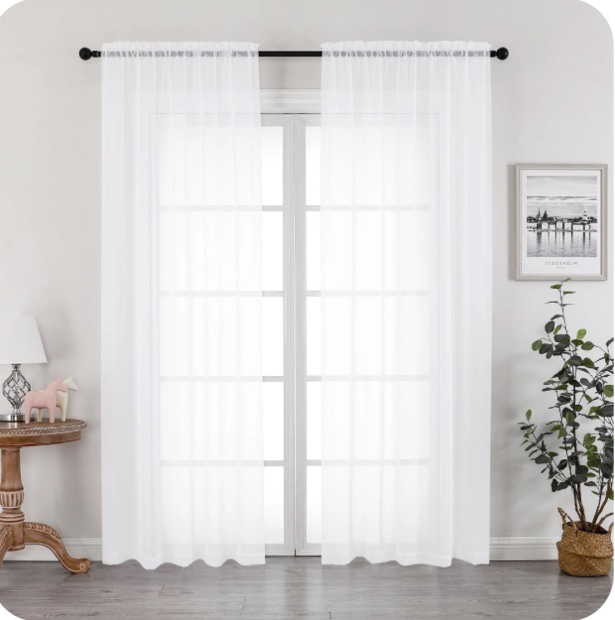 OVZME White Sheer Curtains 84 Inches Long, 2 Panels Set for Living Room & Bedroom - Modern Lightweight Voile with Rod Pocket, Each 59" Wide x 84" Long, White