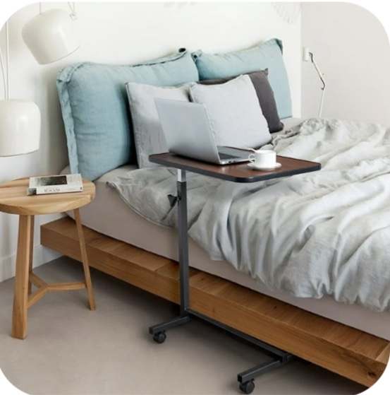 Ktaxon Adjustable Overbed Bedside Table with Wheels Wood Grain (Hospital and Home Use)