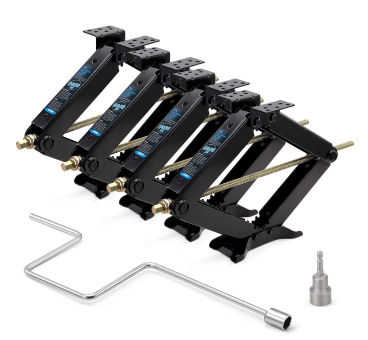 Kohree 24" 9500lbs RV Trailer Stabilizer Leveling Scissor Jacks with Crank Handle and Drill Bit,Set 4
