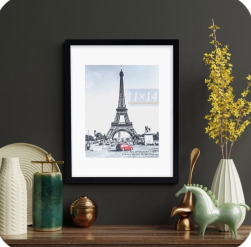 Scholartree 5-in-1 Contemporary Gallery Picture Frame Set, 11 x 14 Wall Picture Frames, Black