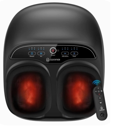 Foot Massager with Heat, Comfier Shiatsu Foot Massage Machine with Remote for Relax up to Size 13, Black, Father's Day Gifts