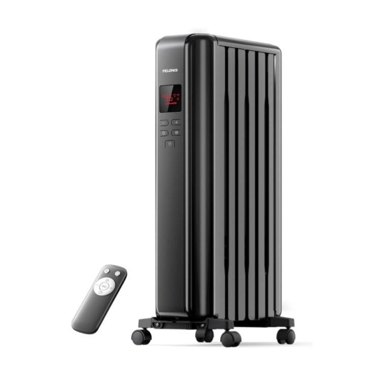PELONIS 1500W Remote ECO Quiet Safe Oil Filled Radiator Heater for Large Rooms