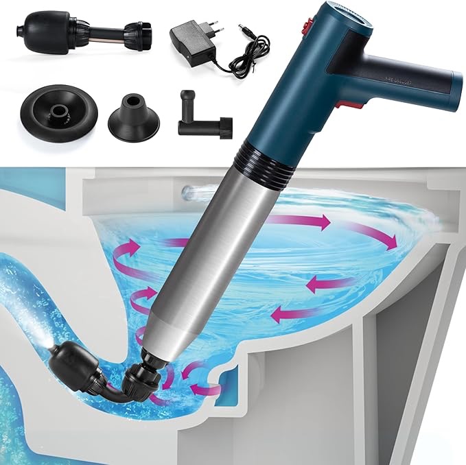 Electric Toilet Plunger - Toilet Plungers for Bathroom, Floor Drain, Sewer, Kitchen Pipes?High-Pressure Home Toilet Clog Remover