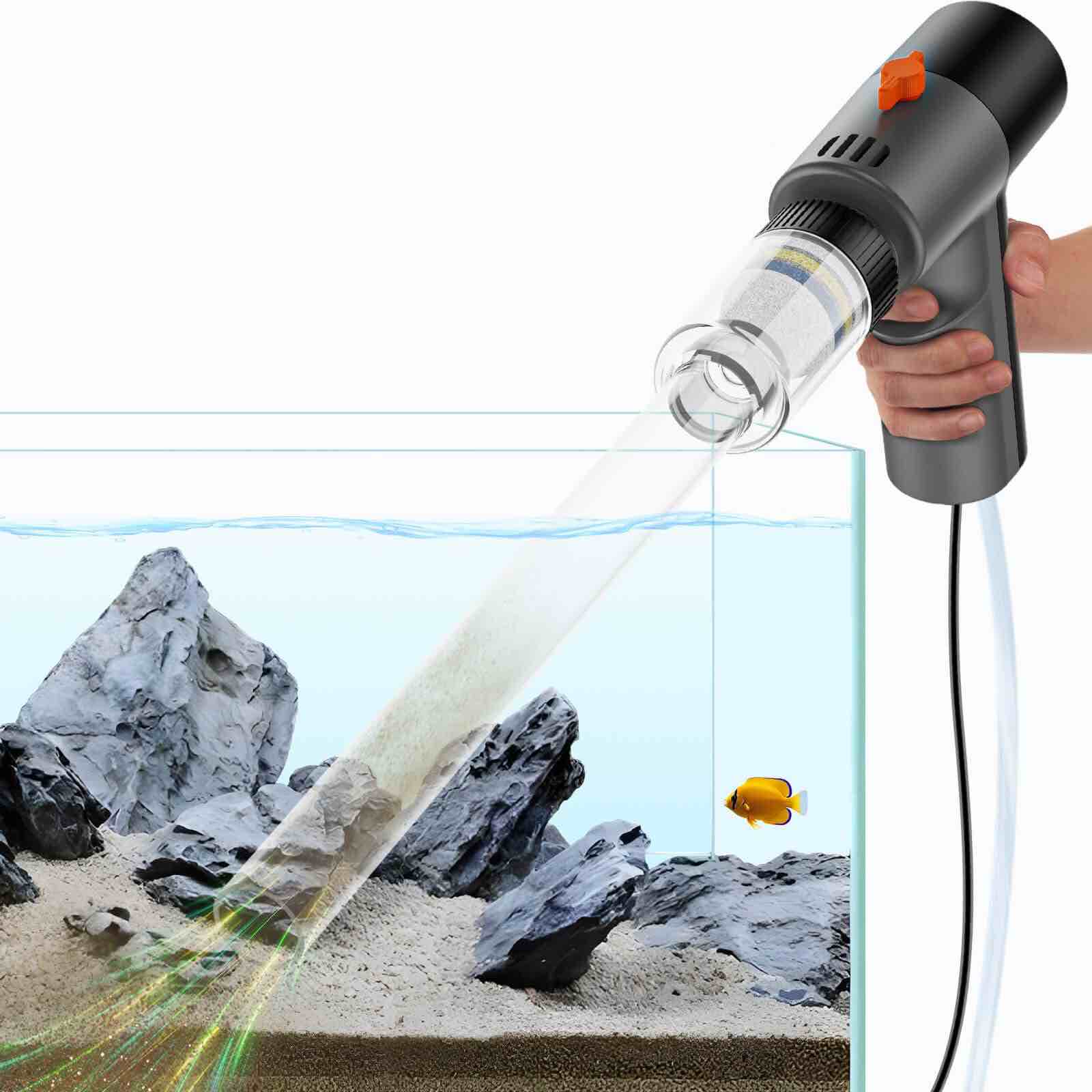fishands Electric Aquarium Gravel Cleaner, High Pressure Fish Tank Cleaner with Gravel Vacuum for Aq